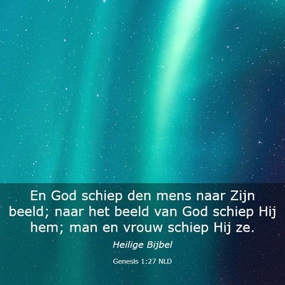 Picture 03 - Genesis 1:27 NLD - En God schiep den mens naar Zijn beeld; naar het - Bible Verse Picture