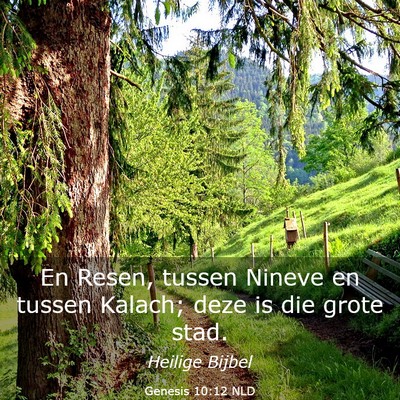 Picture 03 - Genesis 10:12 NLD - En Resen, tussen Nineve en tussen Kalach; deze is - Bible Verse Picture