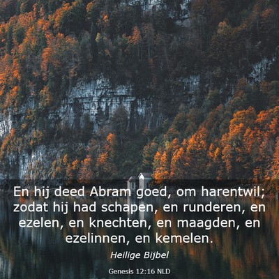 Picture 03 - Genesis 12:16 NLD - En hij deed Abram goed, om harentwil; zodat hij - Bible Verse Picture