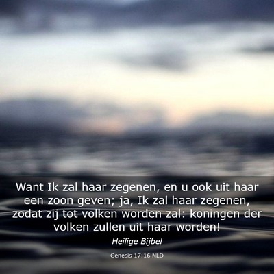 Picture 03 - Genesis 17:16 NLD - Want Ik zal haar zegenen, en u ook uit haar een - Bible Verse Picture