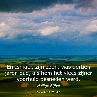 Picture 03 - Genesis 17:25 NLD - En Ismael, zijn zoon, was dertien jaren oud, als - Bible Verse Picture