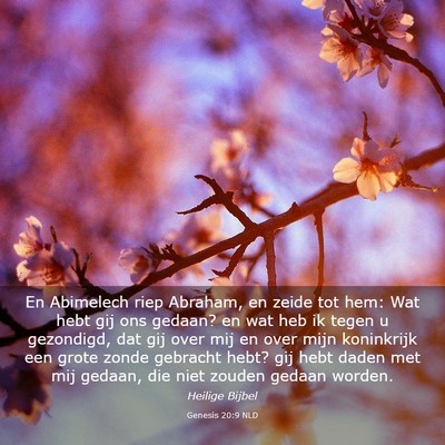 Picture 03 - Genesis 20:9 NLD - En Abimelech riep Abraham, en zeide tot hem: Wat - Bible Verse Picture