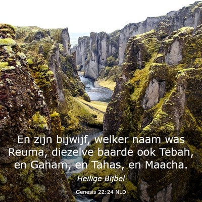 Picture 03 - Genesis 22:24 NLD - En zijn bijwijf, welker naam was Reuma, diezelve - Bible Verse Picture