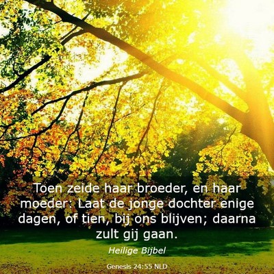 Picture 03 - Genesis 24:55 NLD - Toen zeide haar broeder, en haar moeder: Laat de - Bible Verse Picture