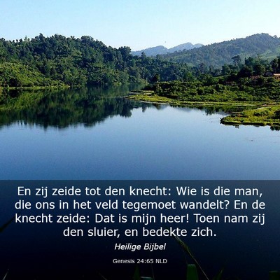 Picture 03 - Genesis 24:65 NLD - En zij zeide tot den knecht: Wie is die man, die - Bible Verse Picture