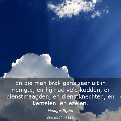 Picture 03 - Genesis 30:43 NLD - En die man brak gans zeer uit in menigte, en hij - Bible Verse Picture