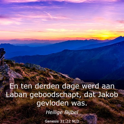 Picture 03 - Genesis 31:22 NLD - En ten derden dage werd aan Laban geboodschapt, - Bible Verse Picture