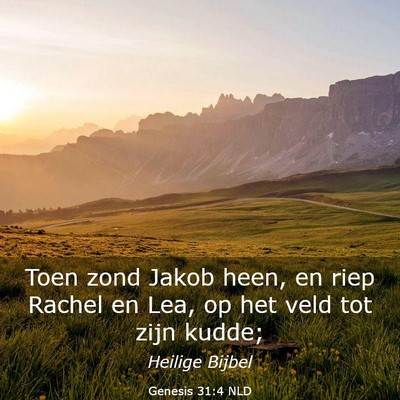 Picture 03 - Genesis 31:4 NLD - Toen zond Jakob heen, en riep Rachel en Lea, op - Bible Verse Picture