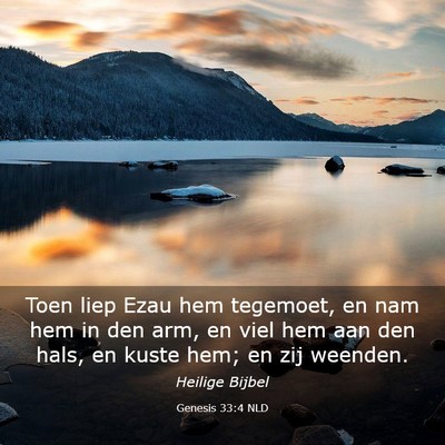 Picture 03 - Genesis 33:4 NLD - Toen liep Ezau hem tegemoet, en nam hem in den - Bible Verse Picture