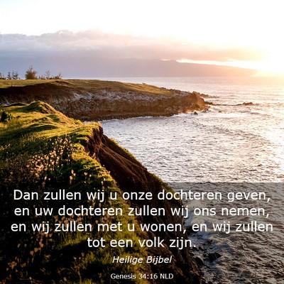 Picture 03 - Genesis 34:16 NLD - Dan zullen wij u onze dochteren geven, en uw - Bible Verse Picture