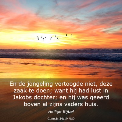 Picture 03 - Genesis 34:19 NLD - En de jongeling vertoogde niet, deze zaak te - Bible Verse Picture