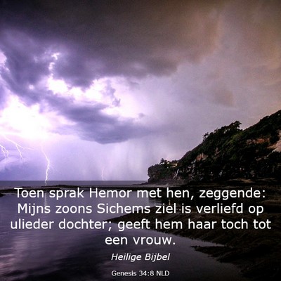 Picture 03 - Genesis 34:8 NLD - Toen sprak Hemor met hen, zeggende: Mijns zoons - Bible Verse Picture