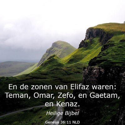 Picture 03 - Genesis 36:11 NLD - En de zonen van Elifaz waren: Teman, Omar, Zefo, - Bible Verse Picture