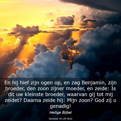 Picture 03 - Genesis 43:29 NLD - En hij hief zijn ogen op, en zag Benjamin, zijn - Bible Verse Picture
