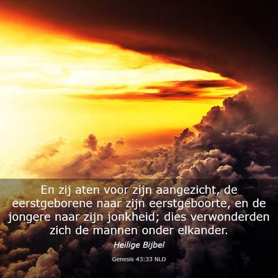 Picture 03 - Genesis 43:33 NLD - En zij aten voor zijn aangezicht, de - Bible Verse Picture