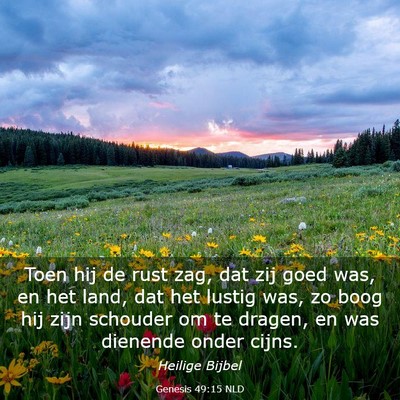 Picture 03 - Genesis 49:15 NLD - Toen hij de rust zag, dat zij goed was, en het - Bible Verse Picture