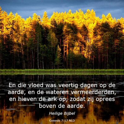 Picture 03 - Genesis 7:17 NLD - En die vloed was veertig dagen op de aarde, en de - Bible Verse Picture