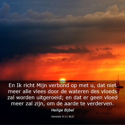 Picture 03 - Genesis 9:11 NLD - En Ik richt Mijn verbond op met u, dat niet meer - Bible Verse Picture