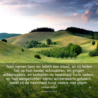 Picture 03 - Genesis 9:23 NLD - Toen namen Sem en Jafeth een kleed, en zij leiden - Bible Verse Picture
