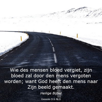 Picture 03 - Genesis 9:6 NLD - Wie des mensen bloed vergiet, zijn bloed zal door - Bible Verse Picture