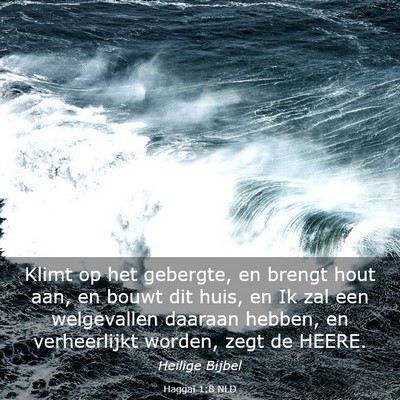 Picture 03 - Haggaï 1:8 NLD - Klimt op het gebergte, en brengt hout aan, en - Bible Verse Picture