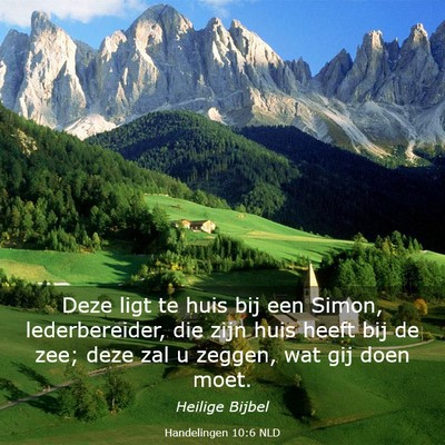 Picture 03 - Handelingen 10:6 NLD - Deze ligt te huis bij een Simon, lederbereider, - Bible Verse Picture