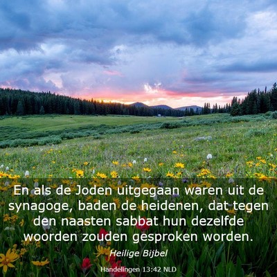 Picture 03 - Handelingen 13:42 NLD - En als de Joden uitgegaan waren uit de synagoge, - Bible Verse Picture