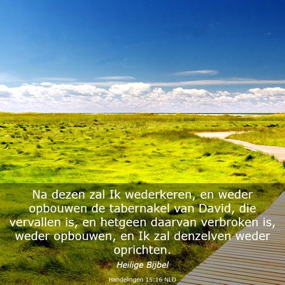 Picture 03 - Handelingen 15:16 NLD - Na dezen zal Ik wederkeren, en weder opbouwen de - Bible Verse Picture