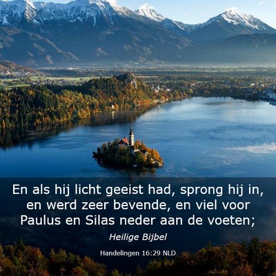 Picture 03 - Handelingen 16:29 NLD - En als hij licht geeist had, sprong hij in, en - Bible Verse Picture