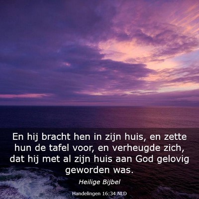 Picture 03 - Handelingen 16:34 NLD - En hij bracht hen in zijn huis, en zette hun de - Bible Verse Picture