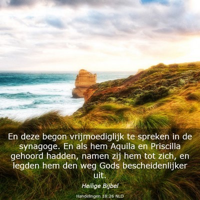 Picture 03 - Handelingen 18:26 NLD - En deze begon vrijmoediglijk te spreken in de - Bible Verse Picture