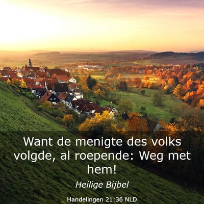 Picture 03 - Handelingen 21:36 NLD - Want de menigte des volks volgde, al roepende: - Bible Verse Picture