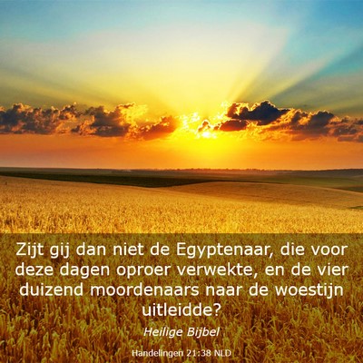 Picture 03 - Handelingen 21:38 NLD - Zijt gij dan niet de Egyptenaar, die voor deze - Bible Verse Picture