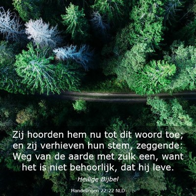 Picture 03 - Handelingen 22:22 NLD - Zij hoorden hem nu tot dit woord toe; en zij - Bible Verse Picture