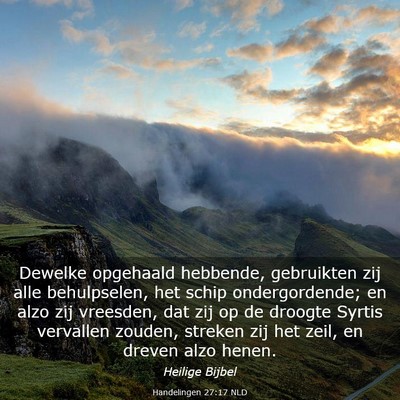 Picture 03 - Handelingen 27:17 NLD - Dewelke opgehaald hebbende, gebruikten zij alle - Bible Verse Picture
