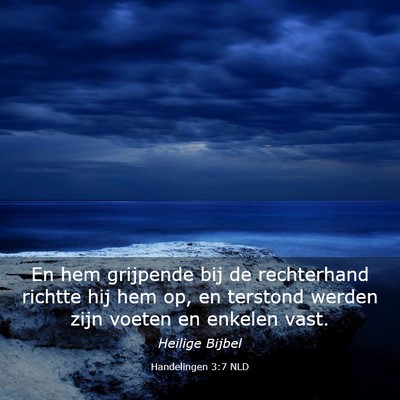 Picture 03 - Handelingen 3:7 NLD - En hem grijpende bij de rechterhand richtte hij - Bible Verse Picture
