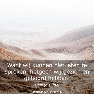Picture 03 - Handelingen 4:20 NLD - Want wij kunnen niet laten te spreken, hetgeen - Bible Verse Picture