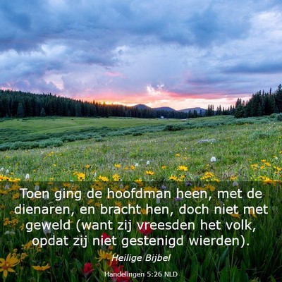 Picture 03 - Handelingen 5:26 NLD - Toen ging de hoofdman heen, met de dienaren, en - Bible Verse Picture