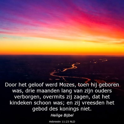 Picture 03 - Hebreeën 11:23 NLD - Door het geloof werd Mozes, toen hij geboren was, - Bible Verse Picture