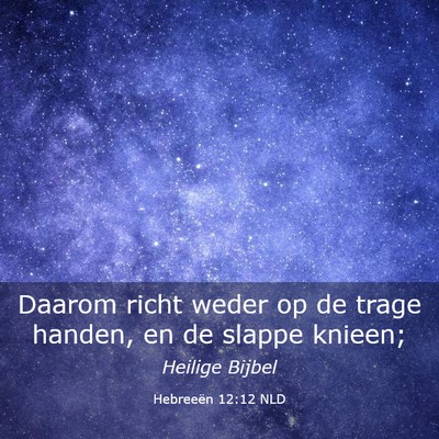 Picture 03 - Hebreeën 12:12 NLD - Daarom richt weder op de trage handen, en de - Bible Verse Picture