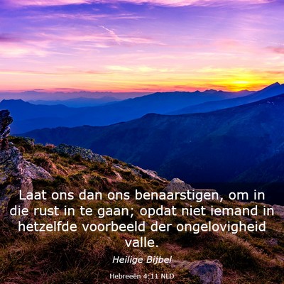 Picture 03 - Hebreeën 4:11 NLD - Laat ons dan ons benaarstigen, om in die rust in - Bible Verse Picture