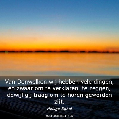 Picture 03 - Hebreeën 5:11 NLD - Van Denwelken wij hebben vele dingen, en zwaar om - Bible Verse Picture