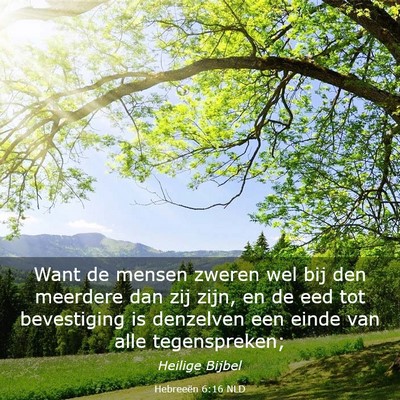 Picture 03 - Hebreeën 6:16 NLD - Want de mensen zweren wel bij den meerdere dan - Bible Verse Picture