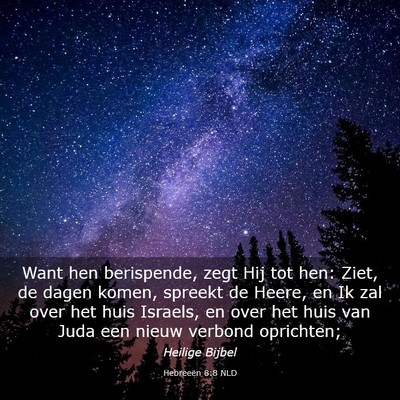 Picture 03 - Hebreeën 8:8 NLD - Want hen berispende, zegt Hij tot hen: Ziet, de - Bible Verse Picture