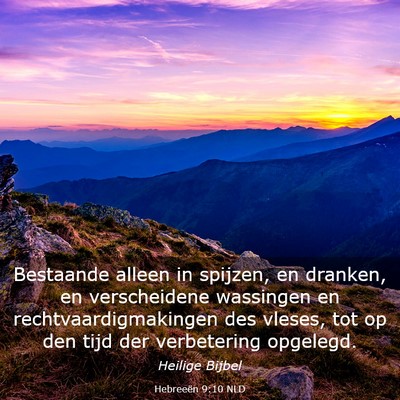 Picture 03 - Hebreeën 9:10 NLD - Bestaande alleen in spijzen, en dranken, en - Bible Verse Picture