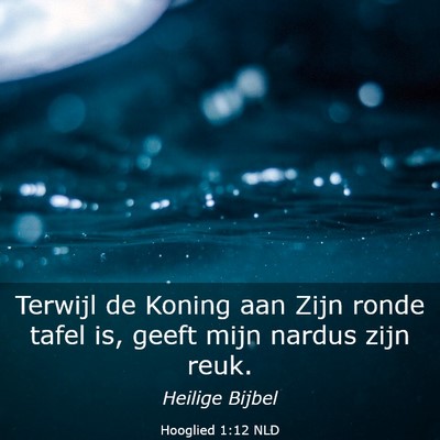 Picture 03 - Hooglied 1:12 NLD - Terwijl de Koning aan Zijn ronde tafel is, geeft - Bible Verse Picture