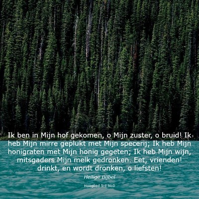 Picture 03 - Hooglied 5:1 NLD - Ik ben in Mijn hof gekomen, o Mijn zuster, o - Bible Verse Picture