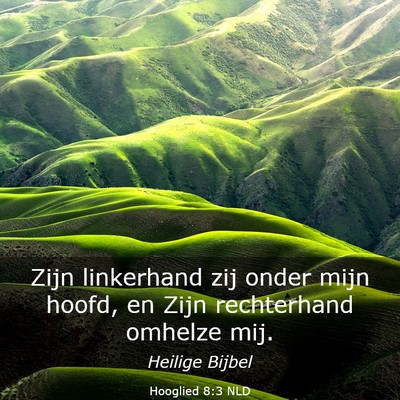 Picture 03 - Hooglied 8:3 NLD - Zijn linkerhand zij onder mijn hoofd, en Zijn - Bible Verse Picture