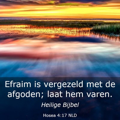 Picture 03 - Hosea 4:17 NLD - Efraim is vergezeld met de afgoden; laat hem - Bible Verse Picture