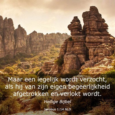 Picture 03 - Jakobus 1:14 NLD - Maar een iegelijk wordt verzocht, als hij van - Bible Verse Picture